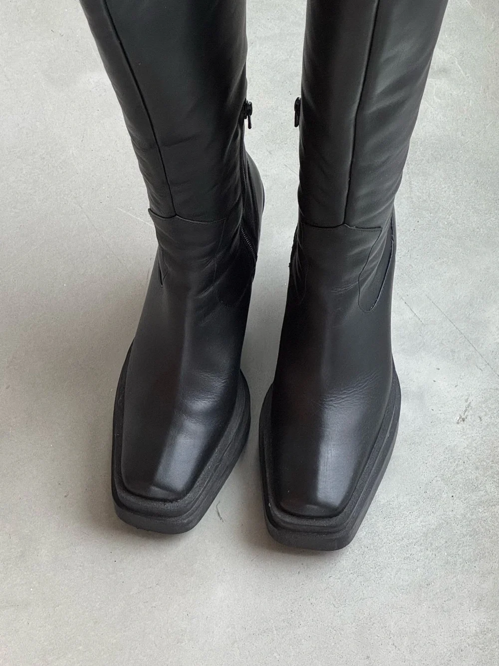 Gia Borghini Texan Black Platform Over-the-Knee Wedge Boots